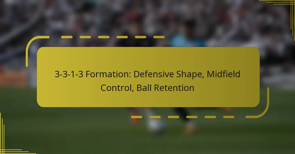 3-3-1-3 Formation: Defensive Shape, Midfield Control, Ball Retention