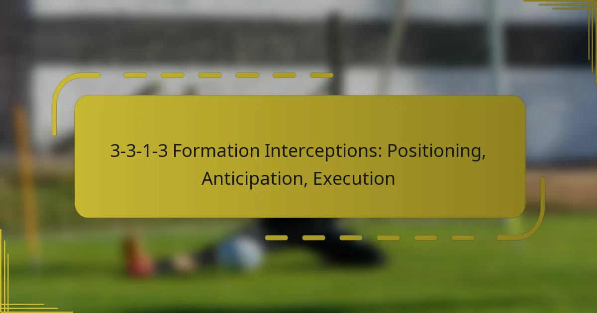 3-3-1-3 Formation Interceptions: Positioning, Anticipation, Execution