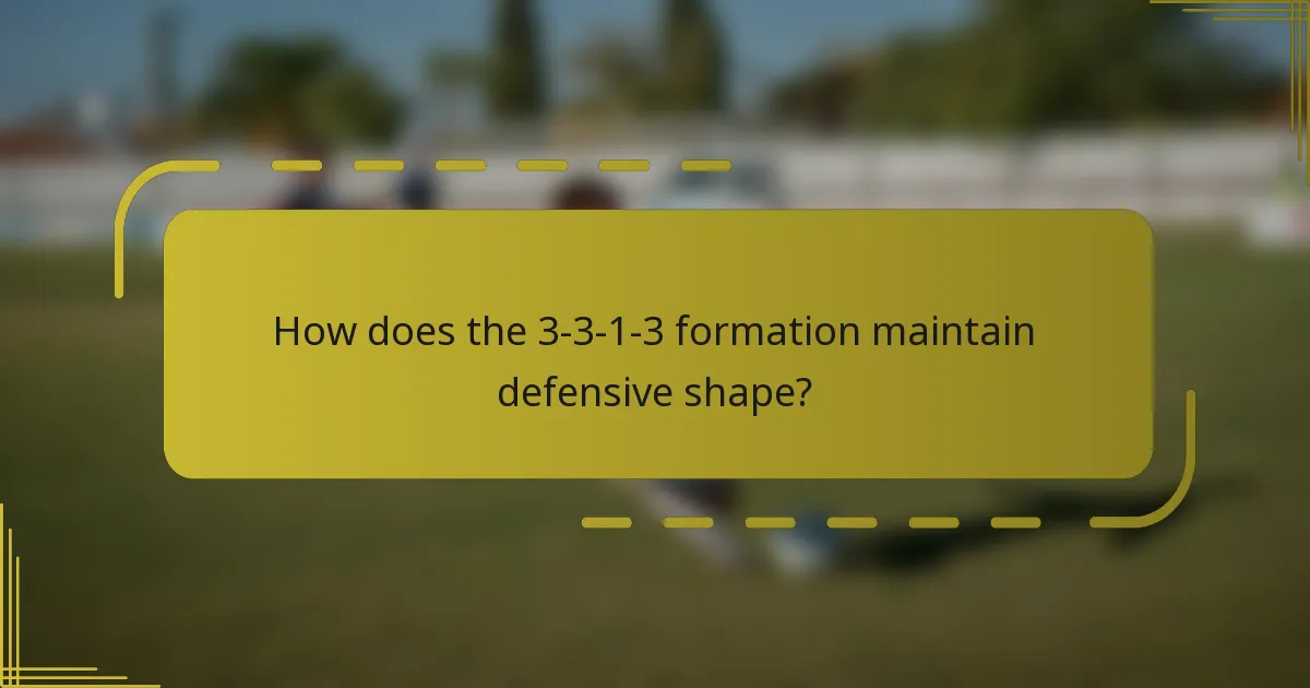 How does the 3-3-1-3 formation maintain defensive shape?
