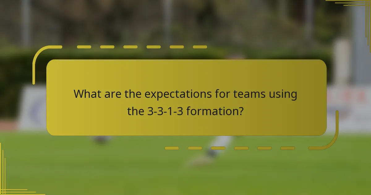 What are the expectations for teams using the 3-3-1-3 formation?